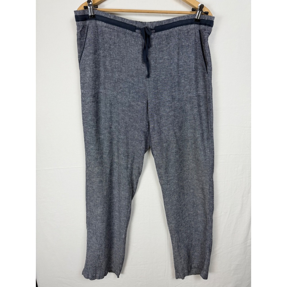 Susina Linen Blend Jogger Pants Womens XL Blue Elastic Waist Drawstring Casual